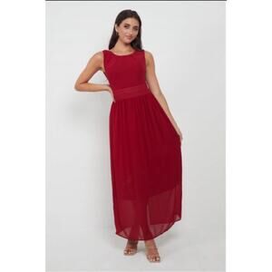 NWT Angeleye Burgundy Chiffon Lined Maxi Dress Size 12